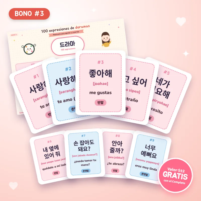 Tarjetas con cien expresiones de doramas